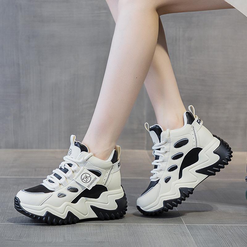 Schuhe Damen Herbst und Winter Neu Vielseitig Bequem Atmungsaktiv Dicksohlig Sport Student Lässige Schuhe Damen Höhenverstellung