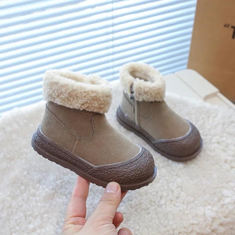Kids Snow Boots 2024 Winter New Soft Sole Cotton Boot Girls Boots Warm Thick Cotton Shoes All Match Sneakers Ankle Boots for Boy