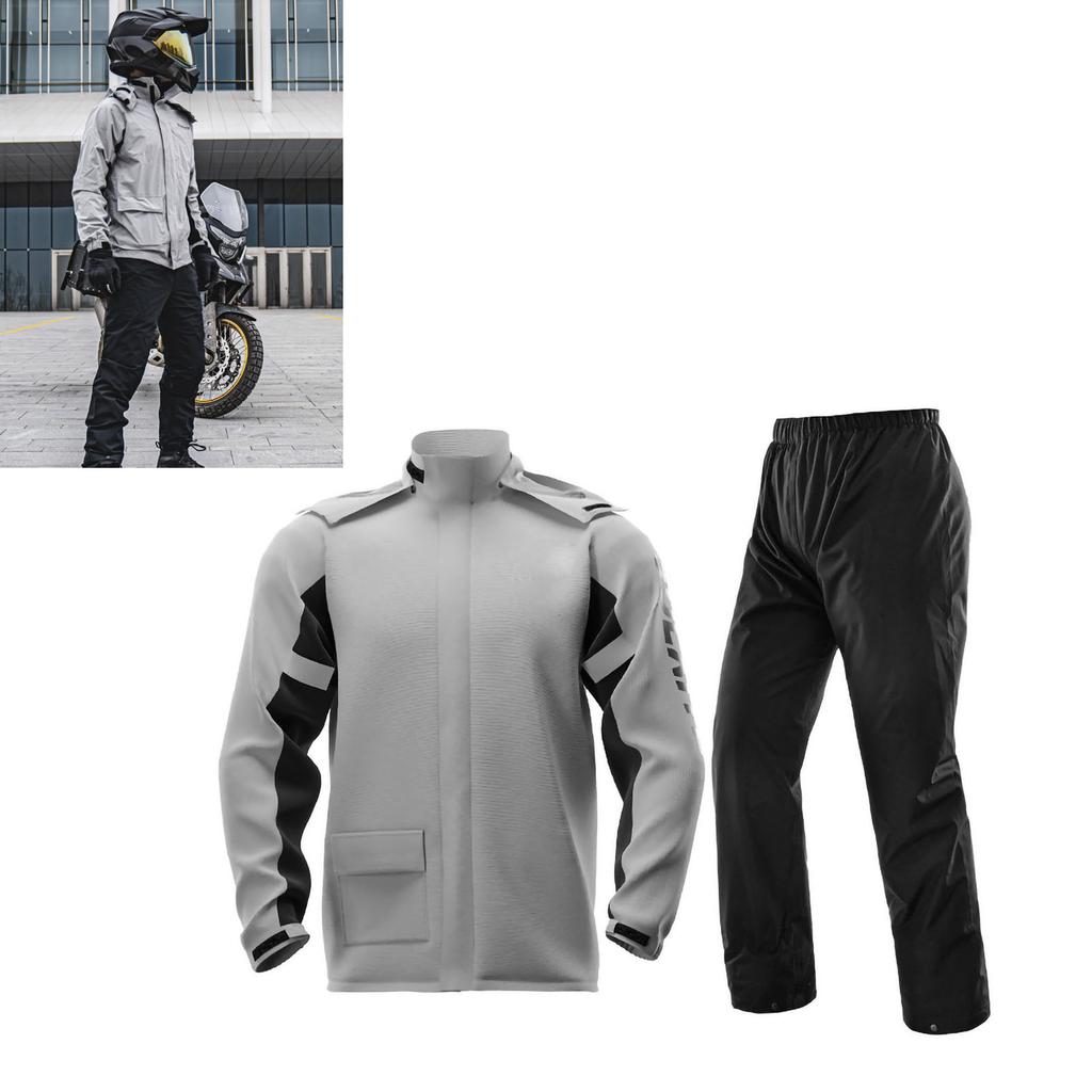 Equipamento de Chuva para Motocicleta à Prova de Vento Leve Respirável Macio Roupa de Chuva para Exterior com Cobre-sapatos Cinza L