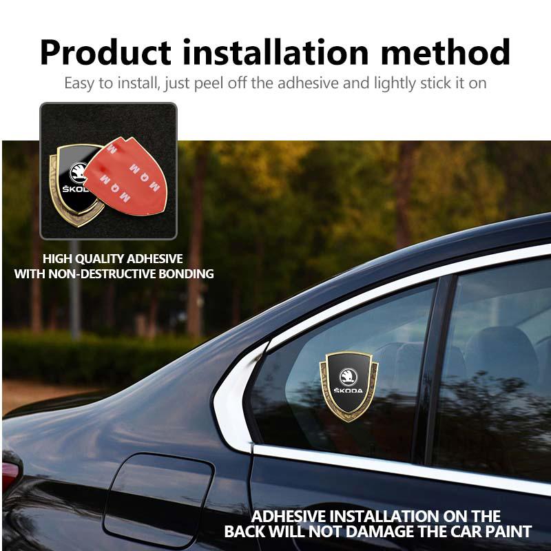 VIJT4 3D Metal Car Side Body Trunk Decoration Emblem Sticker Shield Styling For Skoda octavia a5 a4 mk1 2 fabia superb rapid mk3 yeti
