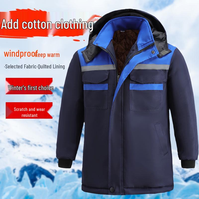Men's Thick Winter Work Jacket - Wear-Resistant, Anti-Scald, Cotton with Plus Velvet Lining