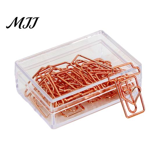 Rose Gold Desk Accessories 10PCS Metal Paper Clips, Decorative Cartoon Shape Durable Fasteners Bookmarks, Creative Documents Organizers for Office And