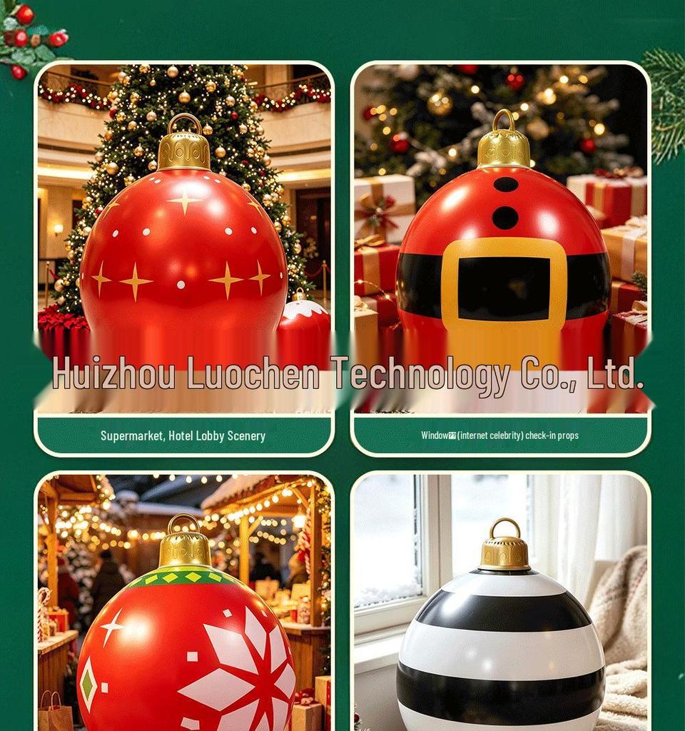 PVC Inflatable Striped Meteor Snowflake Christmas Ball Ornament for Outdoor Parties