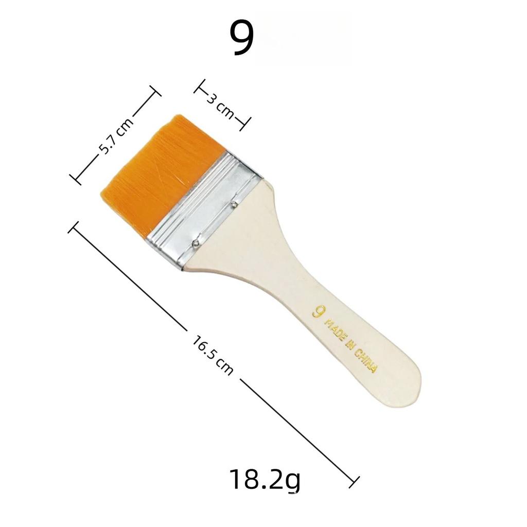 10 Pcs Yellow Nylon Flat Brush Oil Painting Nylon Brush Art Brush Wooden Oil Painting Brush Flat Brush