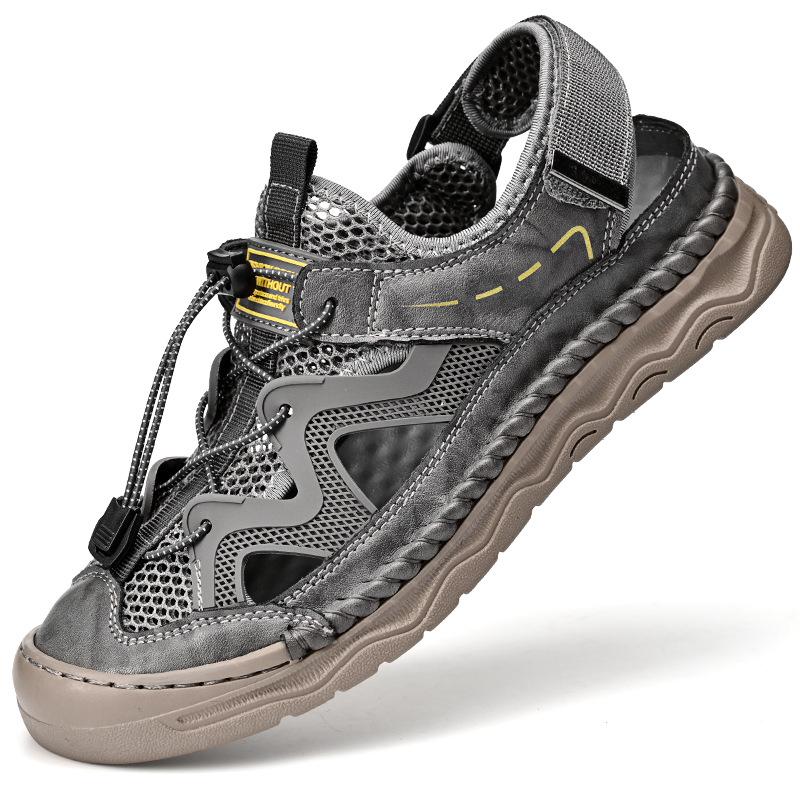 2025 Summer New Men's Bag Head Sandals Breathable Live Broadcast Explosion Casual Large Size Beach Shoes Hollow Cool Slippers