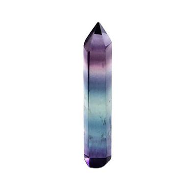 Energy Stone Natural Colorful Fluorite Single-Pointed Hexagonal Column Crystal Hexagonal Single Pointed Geometry Shape