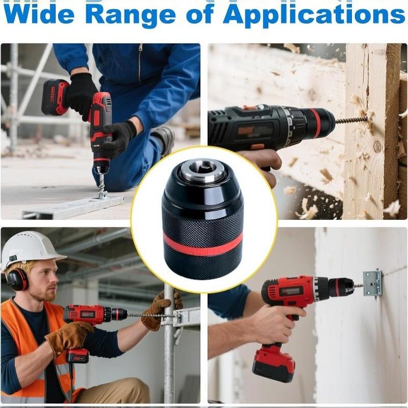 Heavy Duty Drill Chuck Adapter Set Wear Resistant 1.5-13mm Clamping Range for Home DIY Professional Projects
