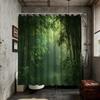 Bathroom Shower Curtain Bamboo Forest Print 3D Nature Scene With 12 Hooks Spa Wellness Decor Home Bathroom Accessory