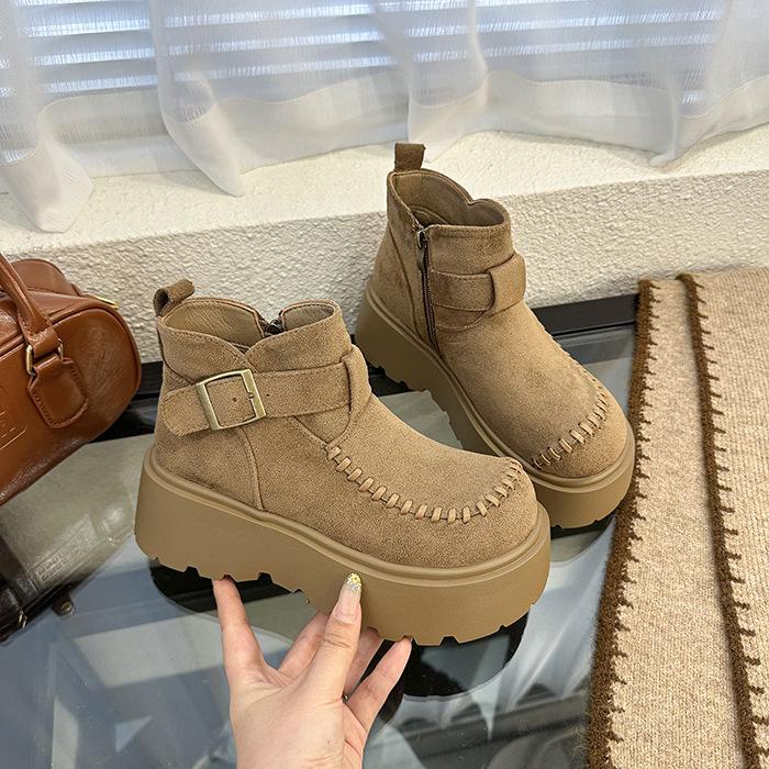 Thick-soled Martin boots women's autumn 2025 new single boots matte leather women's boots Internet celebrity fashion Velcro short boots