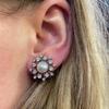 European and American fashionable women's simple snowflake pearl earrings, flower cute temperament, versatile earrings