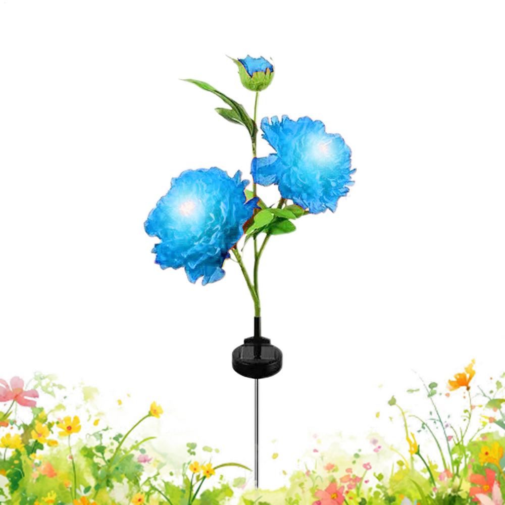Solar Flowers Outdoor Waterproof Artificial Peony Waterproof Solar-Powered Flower Stake Light For Courtyard Balcony Lawn Pathway