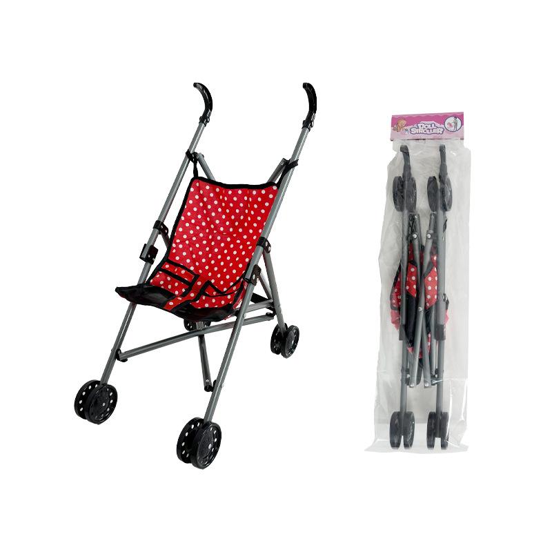 1Pcs Durable Interactive Dolls Pram Stable Baby Stroller With T-Shaped Belt Baby Doll Stroller Toy Pretend Play Doll Accessories