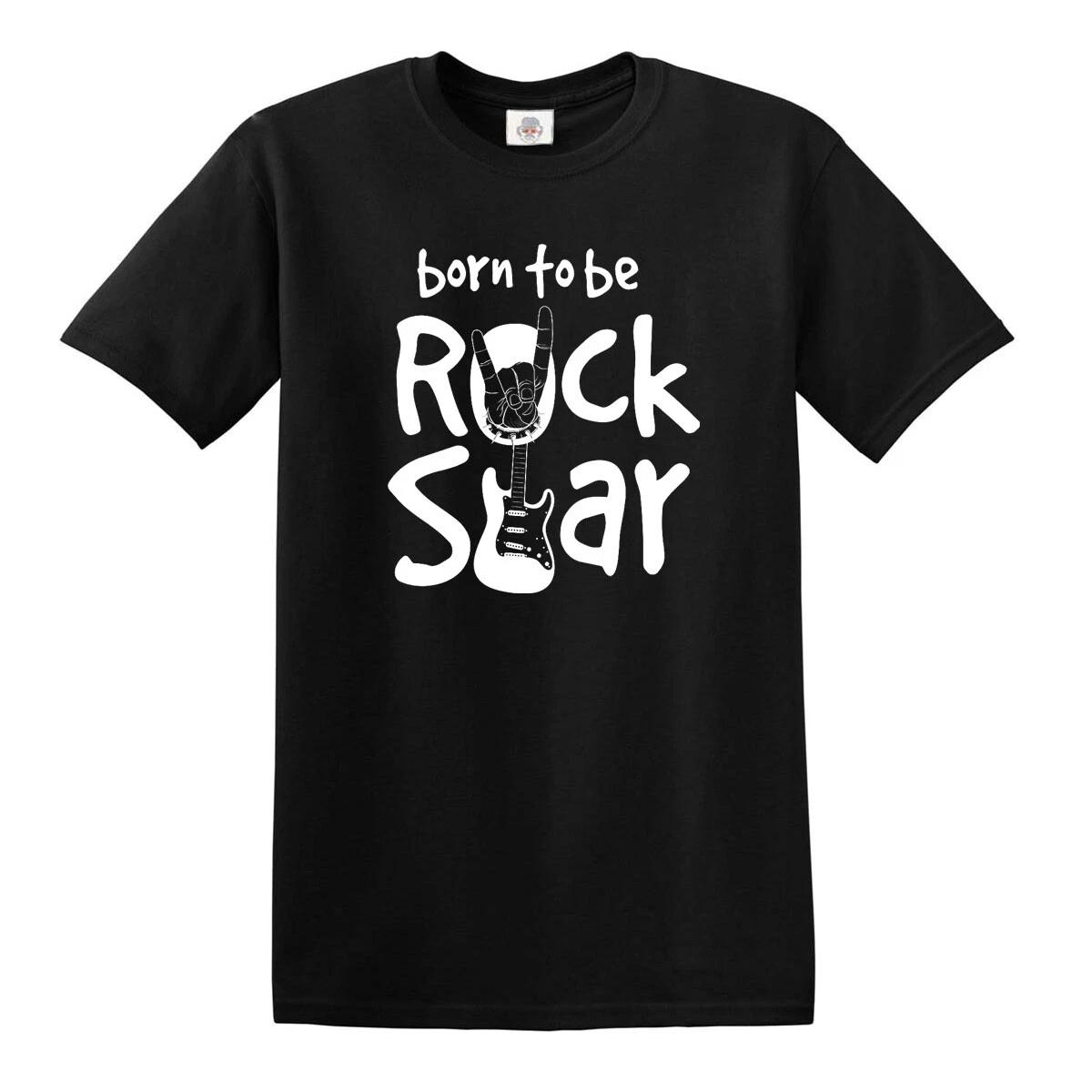 Funny Rock Star Kids T-Shirt Children Cute Guitar Rock N Roll Music Top tee 160