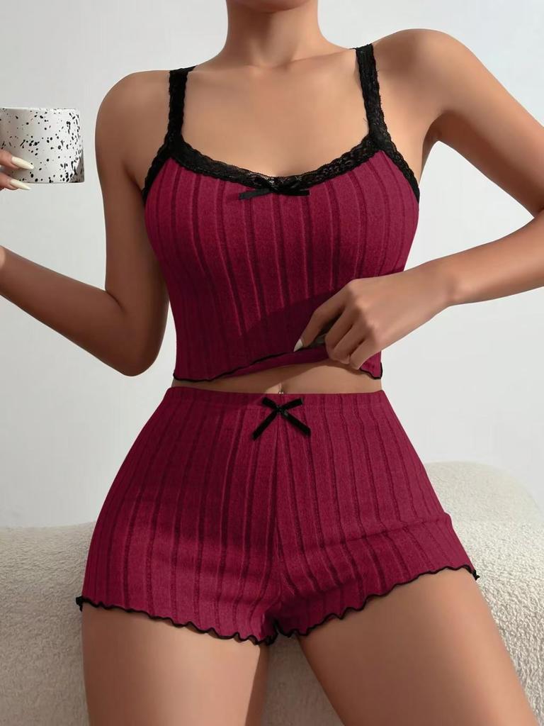 Available Now: Stylish Women's Lace Camisole and Shorts Pajama Set – Versatile and Sexy Home or Outdoor Wear