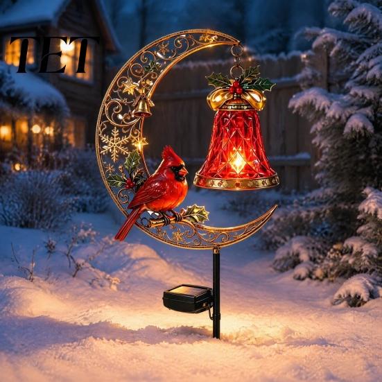 Decorative Pathway Lighting for Patios Solar Christmas Yard Stakes Light, Nutcracker Soldier/Angel/Red Bird/Snowman Outdoor Garden Lamp, Gift