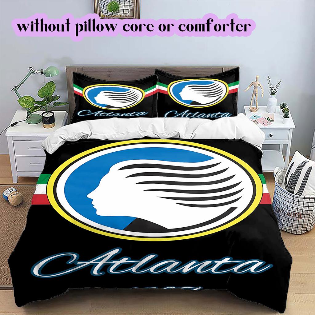 Biancheria da letto con motivo calcistico Atalanta BC, Set piumone Copripiumone Federa Regalo di Compleanno per la Casa (1*copripiumino+2*federe,senza imbottitura)