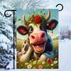 Garden Cow Garden Ag 12x18 Inch - Small Vertical Burlap Yard Ags, Rustic Farmhouse Outdoor Decor for Lawn Patio Porch YY GGO