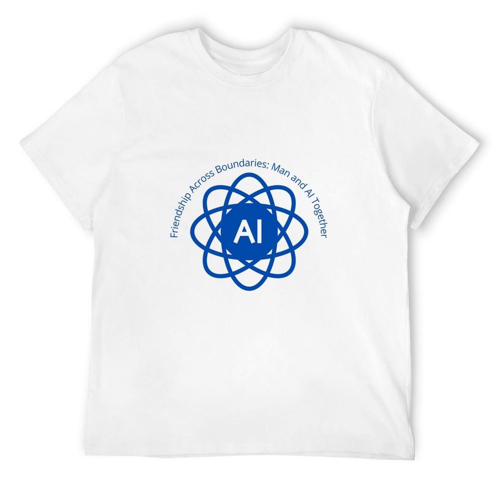 Friendship Across Boundaries: Man and AI Together T-Shirt graphics plus sizes mens cotton t shirts