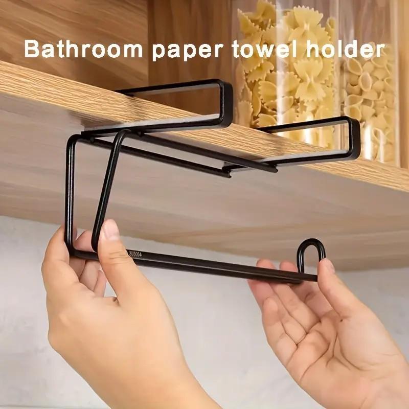 Punch-Free Kitchen Paper Towel Holder & Storage Rack for Cabinets