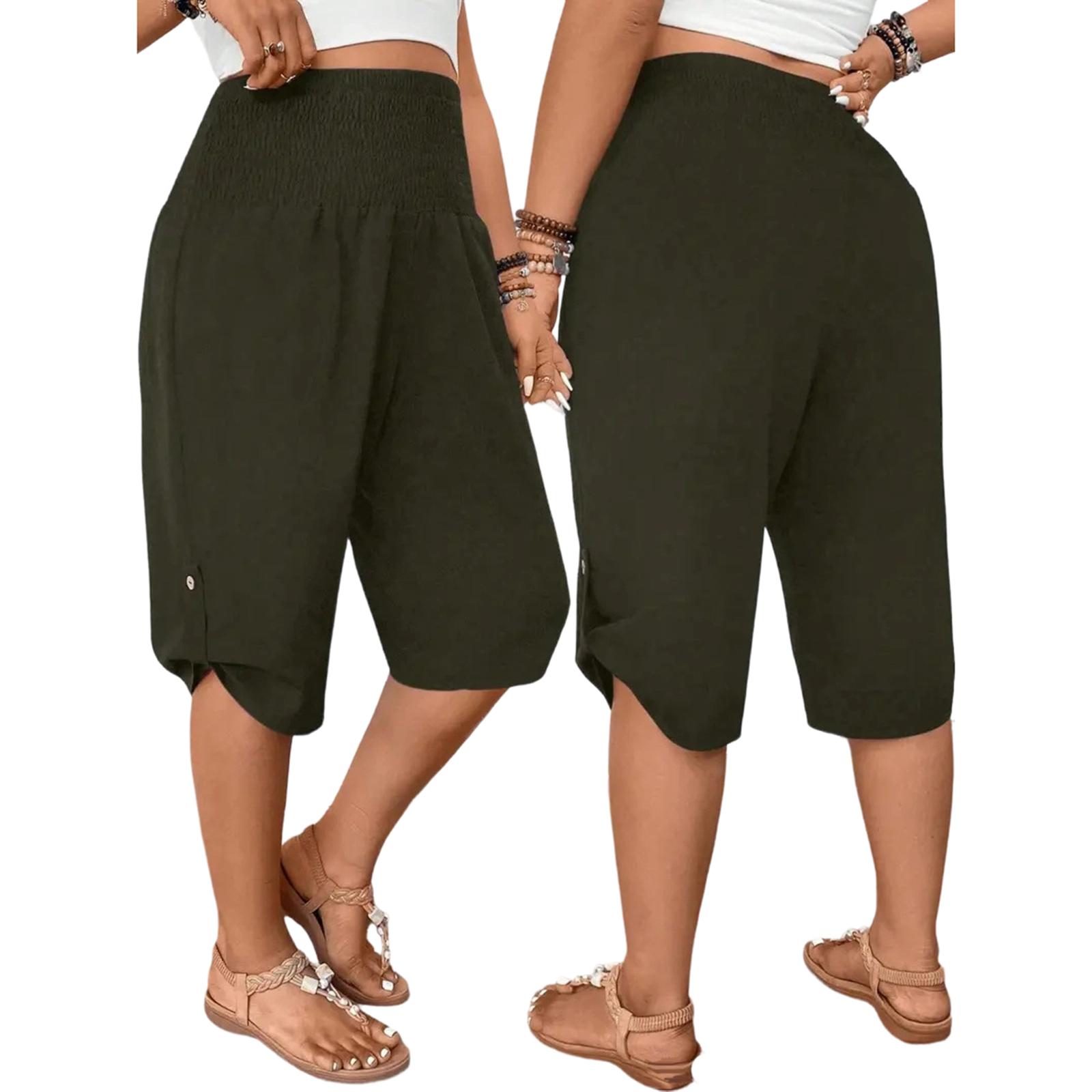 

Women s Casual Five-inch High Waist Loose Pants L армия зеленый