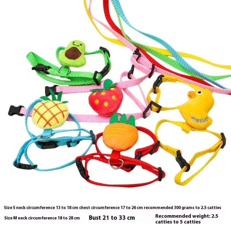 Cartoon Fruit Harness Rabbit Cat Harness And Leash Set Adjustable Pet Harnesses For Small Animals Outdoor Walking Traction Rope