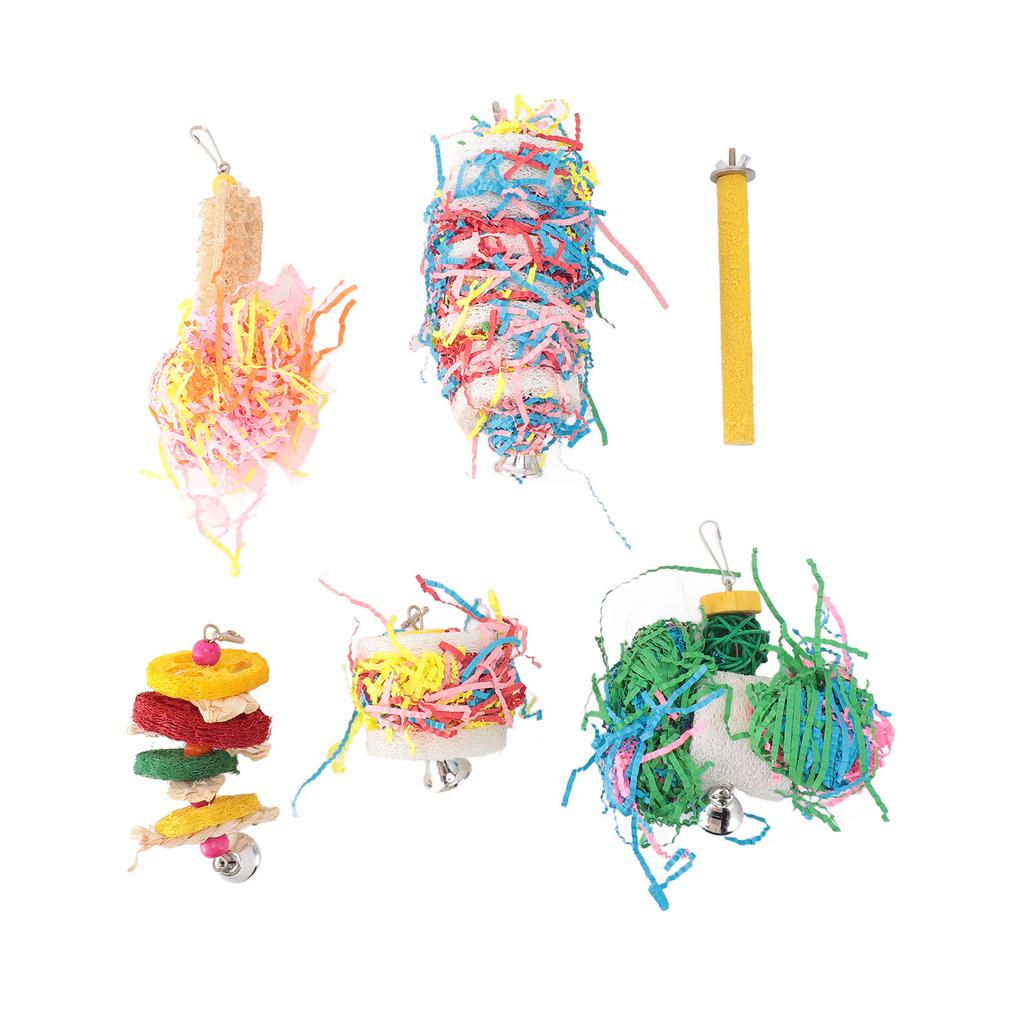 Bird Shredding Toy Colorful Boredom Relief Parrot Chewing Perch Toy Set for Cockatiels Lovebirds Parakeets