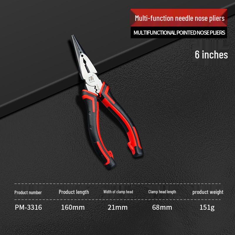 Industrial Grade Multi-Functional Wire Cutter Set: 8" Needle-Nose Pliers, 6" Diagonal Cutters, and Electrician's Snips.