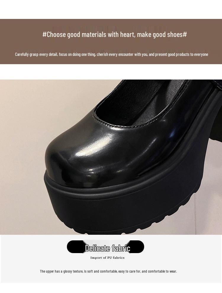 2023 Women's Retro Mary Jane Chunky Heel Leather Shoes - Height Boosting French Fashion