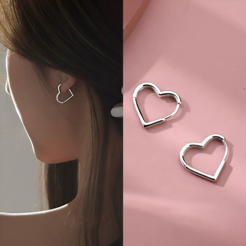 1 Pair Stainless Steel Heart-shaped Earrings Simple and Elegant Fashionable Women's Earrings for Daily Wear or Parties, Jewelry Accessories