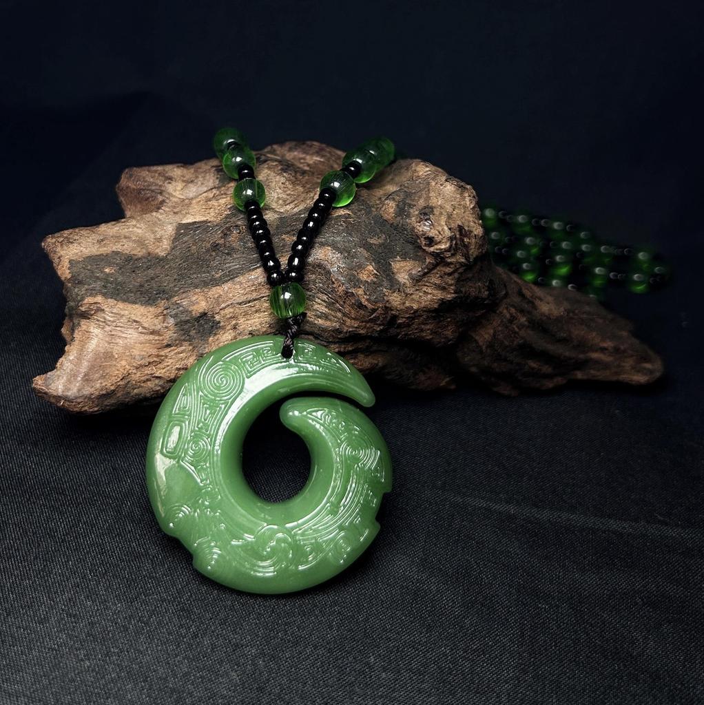 Exquisite Obsidian & White Jade Unisex Pendant Necklace