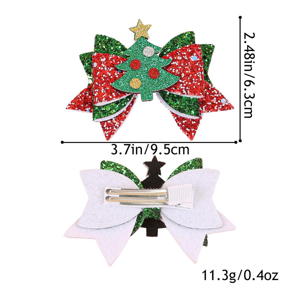 Christmas Party Swallowtail Glitter Bow Hair Clip for Kids