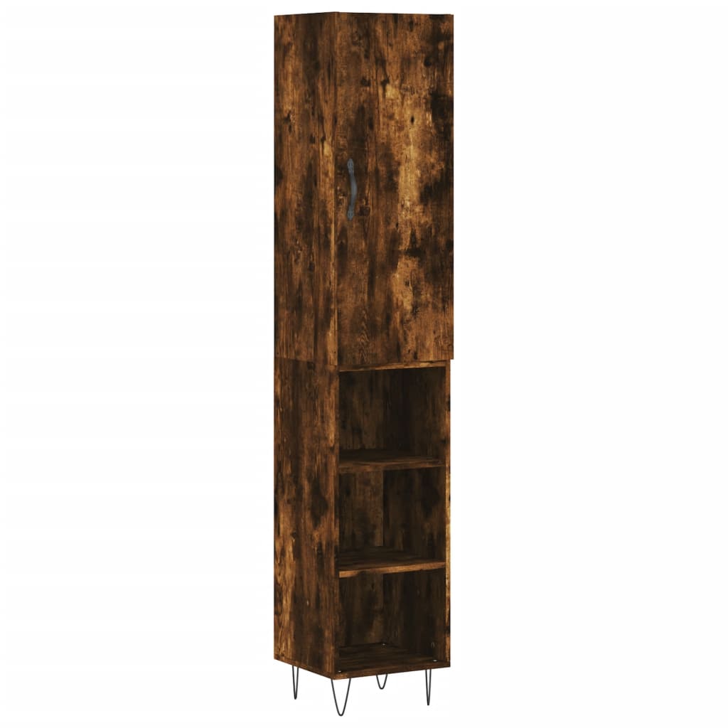 Highboard in Smoked Oak Finish 34.5 x 34 x 180 cm Engineered Wood