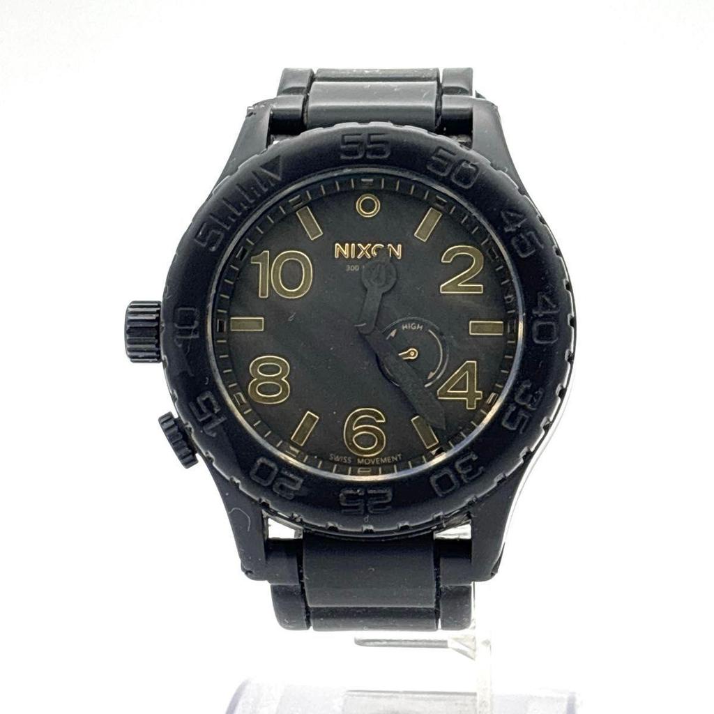 Used NIXON THE RUBBER 51-30 Black Blue Dial 300m Water Resistant Swiss Movement Men's Watch Working Condition