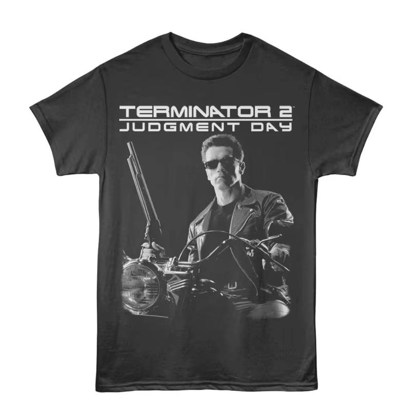 Unisex Sommer Terminator T-Shirt Retro Sci-Fi Actionfilm Muster Kurzarm Lässig Übergroßes Unisex T-Shirt Streetwear Baumwolle