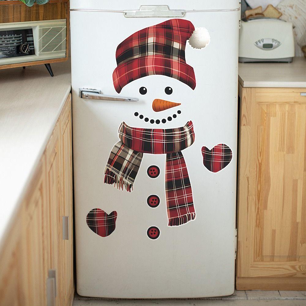 Creative DIY Christmas Snowman Sticker Cute Cartoon Christmas Wall Sticker Painted Snowflake Decal Background Beautification