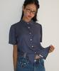 RONRON Polka Dot Short Sleeve Shirt Navy