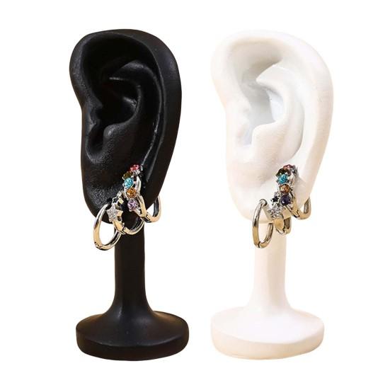 DYS Human Ear Earrings Holder, 3D Printed Earring Stand, Shape Jewelry Hanger Display Stand for Dresser Countertop