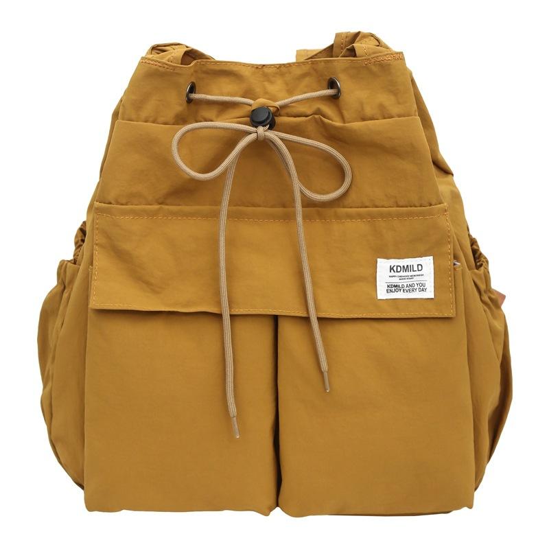 

Маленький рюкзак двойного назначения для женщин, дорожный рюкзак со шнурком, легкий школьный рюкзак для студентов и школьников коричневый