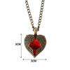 Fashion Long Love Stone Red Crystal Sweater Chain Necklace Jewelry Peach Heart Pendant