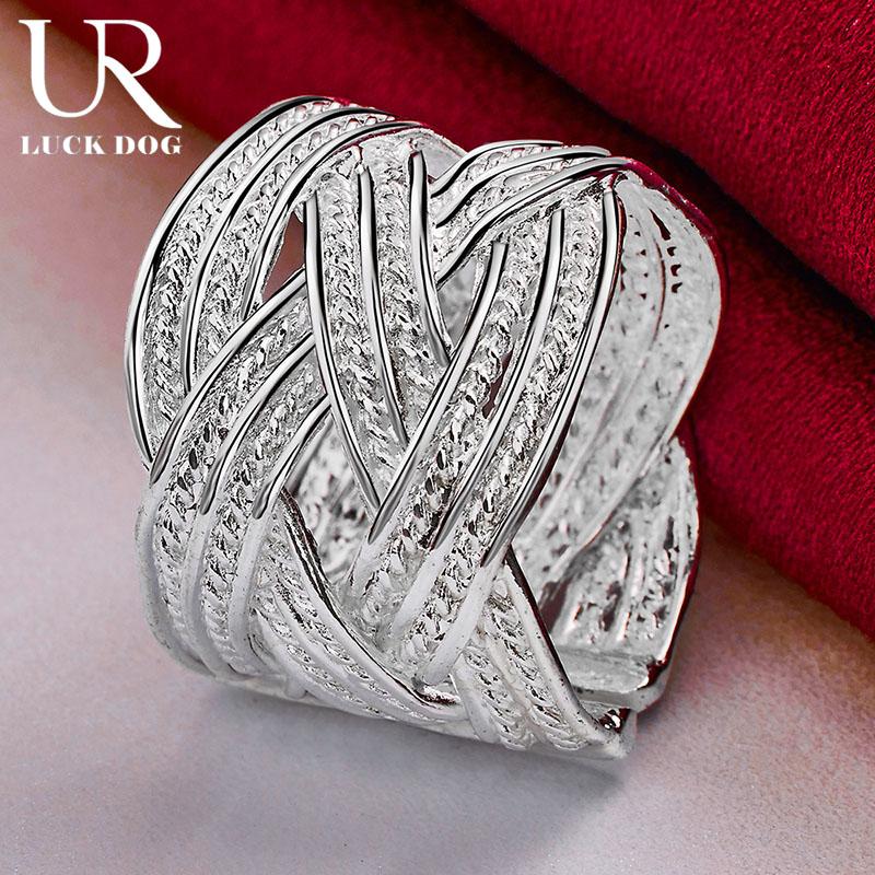 925 Sterling Silver Cross Woven Open Ring Módní svatební šperky