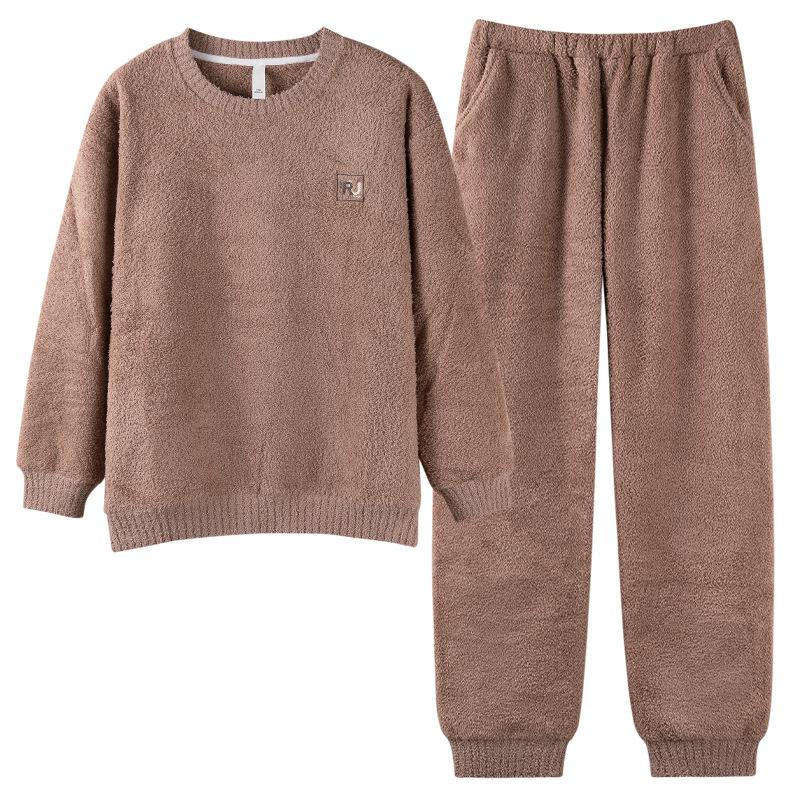 Pajamas Women'S Winter Half Fleece Thickened Fleece Warm Autumn And Winter Soft Can Be Worn Outside Loungewear