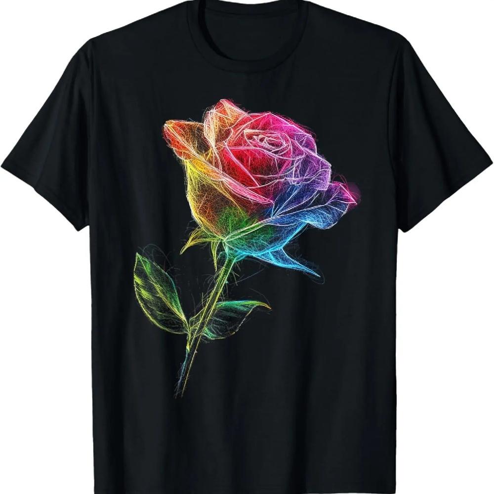 

Rose Colorful Drawing Nature Art Graphic Rose T-Shirt XXXXXL чёрный