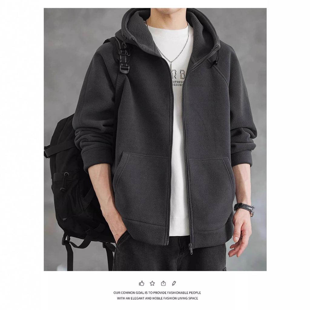 Men's Thick Fleece Hooded Jacket 2025 - Korean Style Winter Casual Fashion Hoodie