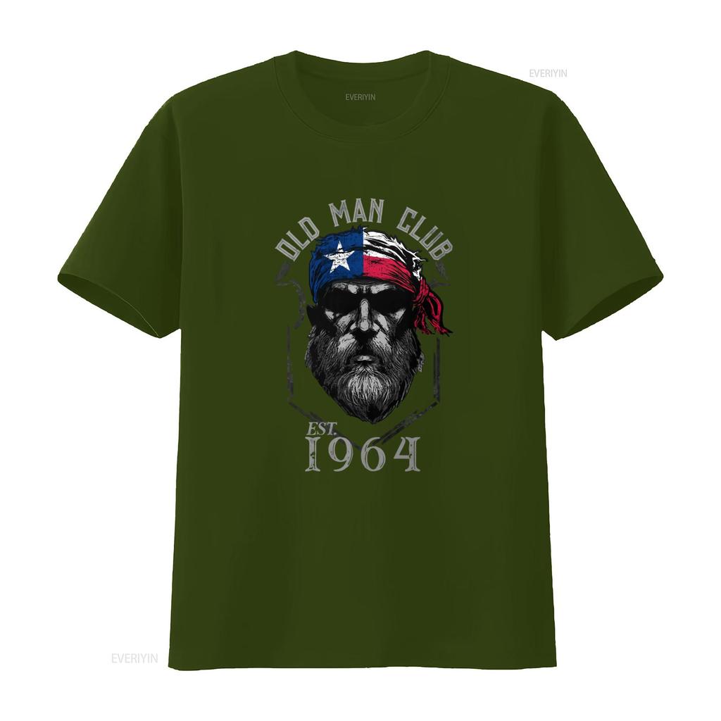 1964 Texas Old Man Club Vintage T Shirt Cotton Crew Neck with Patriotic Bandana Print Vintage Washed Designer Clothes