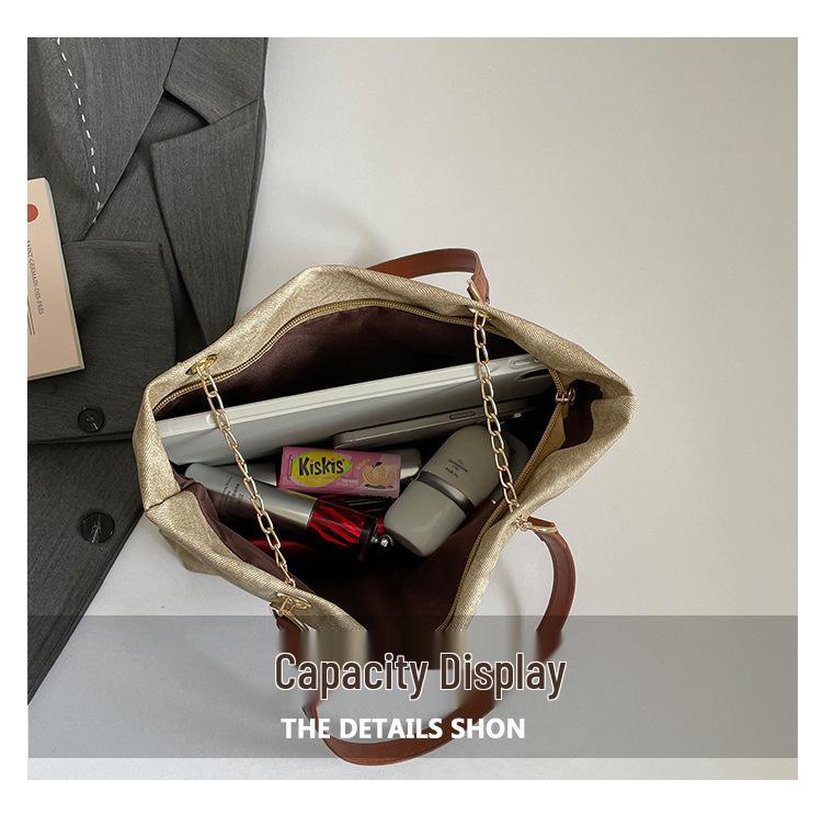 Versatile Single-Shoulder Tote: Stylish, Trendy, Large-Capacity Light-Colored Commuter Bag