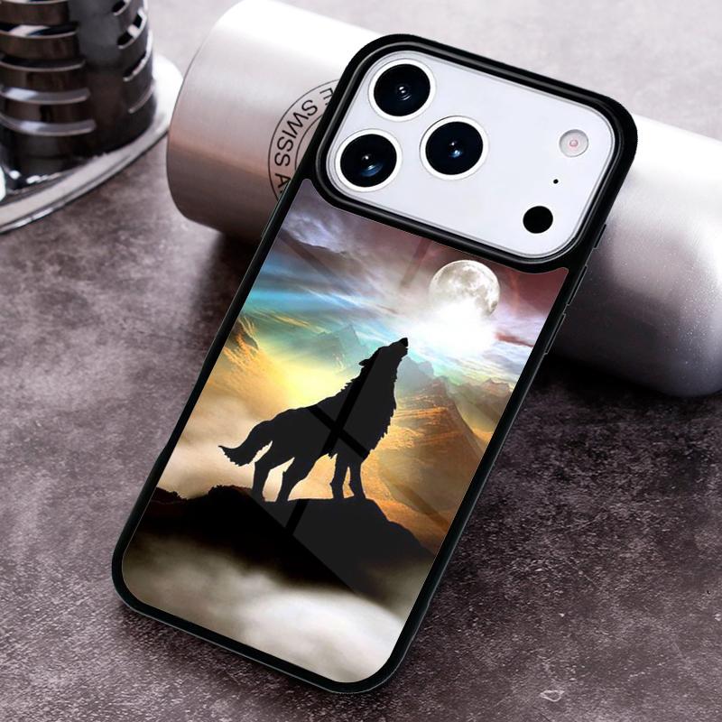 Howl of A Wolf Under The Moon pattern Phone Case for iPhone 17 16 15 Pro Max Air 14 13 12 11 Plus Shockproof Cover