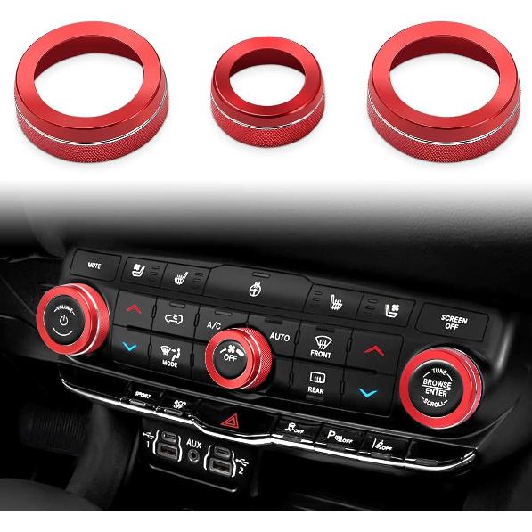Auovo Volume Knob Tune Knob Air Conditioner Knob Covers Compatible for Durango 2021 2022 2023 2024 Car Interior Trim Decorations Air Conditioner