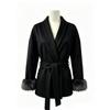 Women S Short Wool Coat With Tie Solid Color Long Sleeve French Style