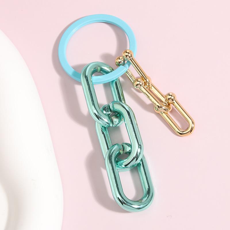 Colorful Acrylic Plastic Link Chain Keychain Creative Handmade Key Ring For Women Men Handbag Accessories DIY Friendship Gifts