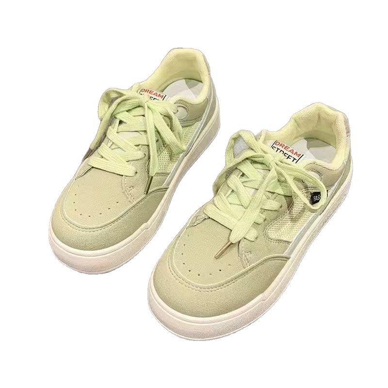 Esquema de cores de nicho amarelo mostarda 2025 primavera novo sapatos de plataforma grossa feminino retrô estudante versátil sapatos brancos sapatos da moda